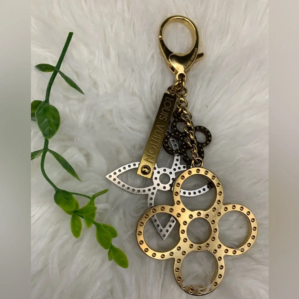 Louis Vuitton Gold and Silver Floral Key Holder Bag Charm